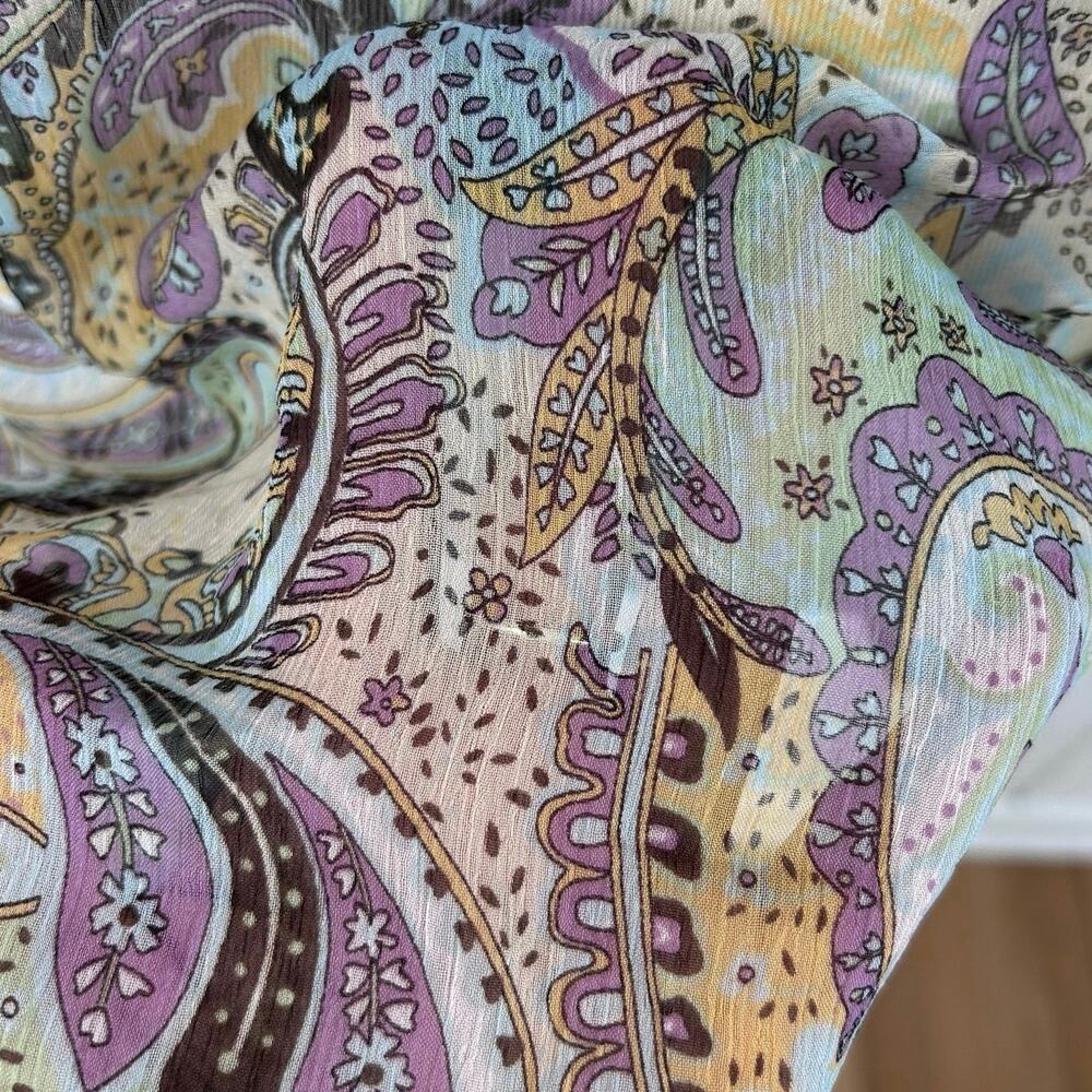Esprit Sheer Paisley Ruffle Blouse Women’s Size S Pastel Boho Lightweight Top - Picture 2 of 8